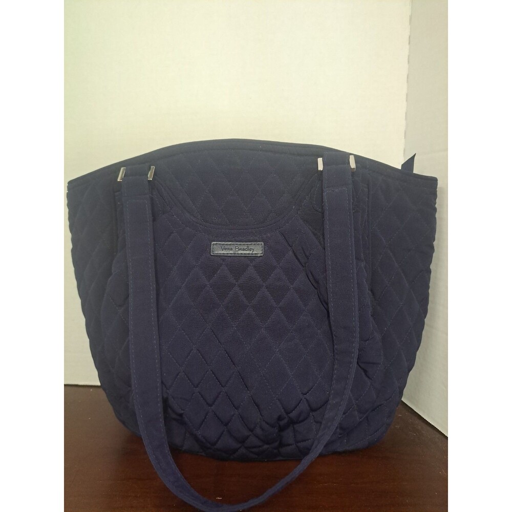 Vera Bradley Navy Blue Glenna Satchel Purse Quilted Microfiber